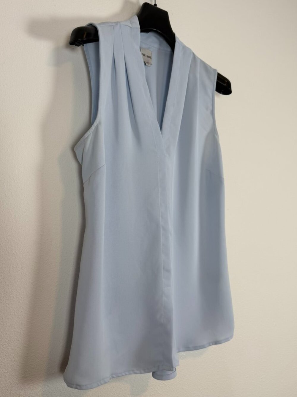 NIC+ZOE Light Blue Sleeveless V-Neck Blouse Size Large